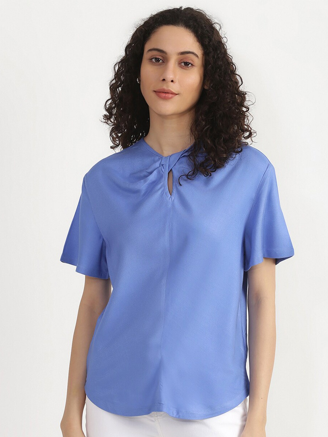 

United Colors of Benetton Pink Keyhole Neck Top