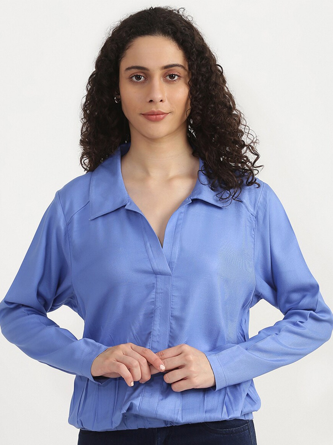 

United Colors of Benetton Women Blue Solid Casual Shirt