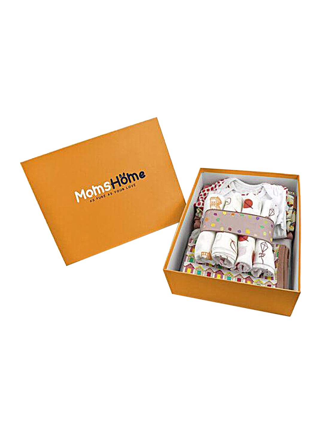 

Moms Home Set of 25 Infants Organic Cotton Baby Essentials Gift Pack, Multi