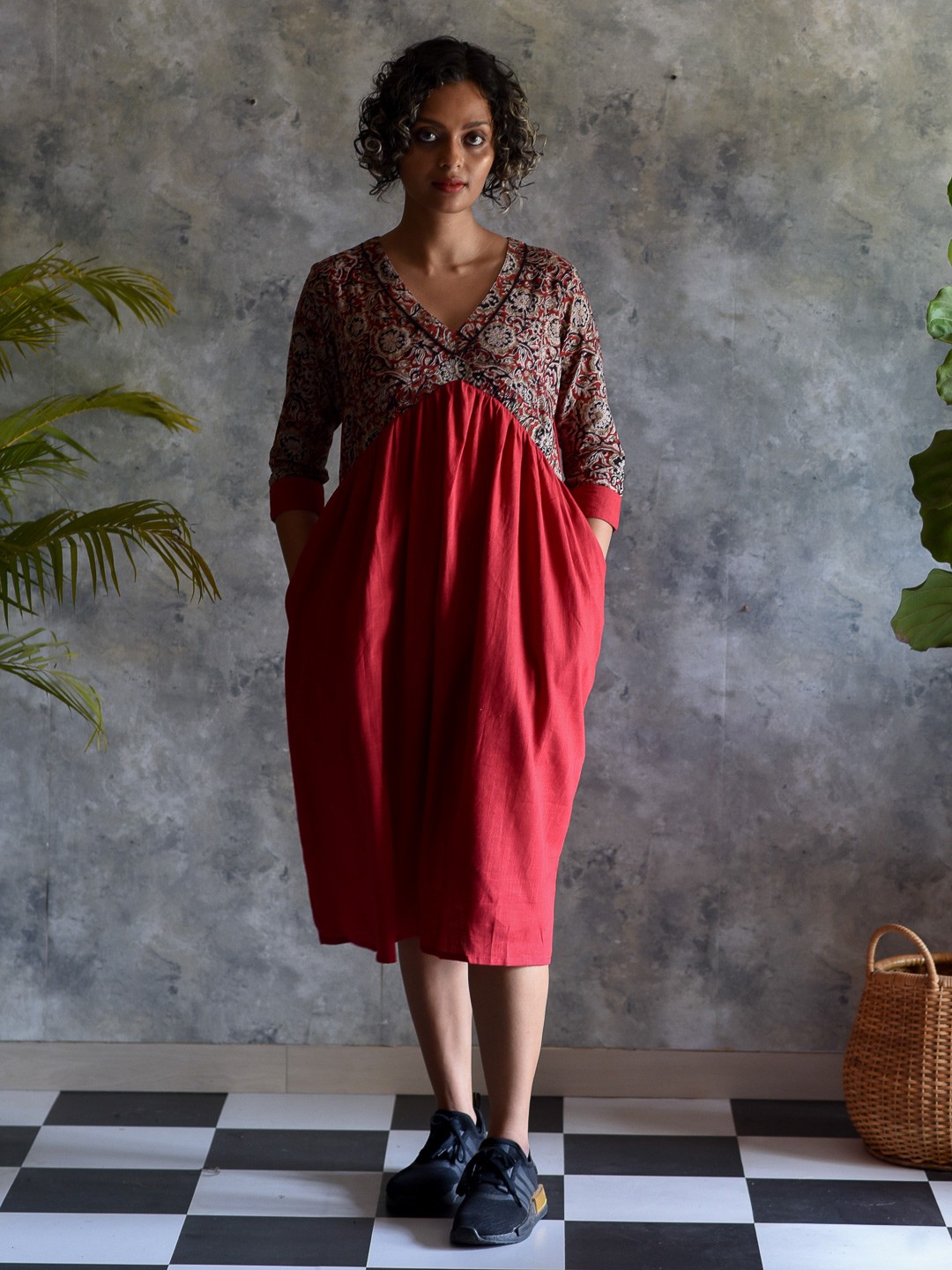 

Suta Maroon Ethnic Motifs Ethnic A-Line Midi Dress