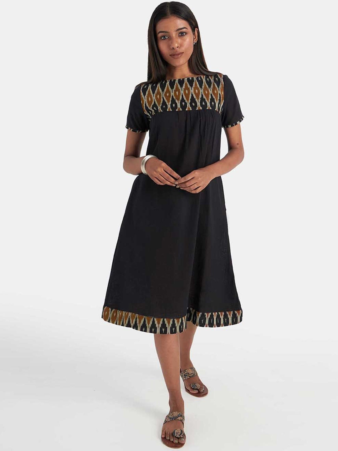 

Suta Women Black Self Design Fit & Flare Dress