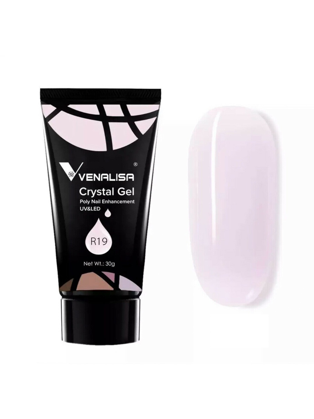 

VENALISA UV & LED Crystal Gel Poly Nail Enhancement 30 g - R19, White