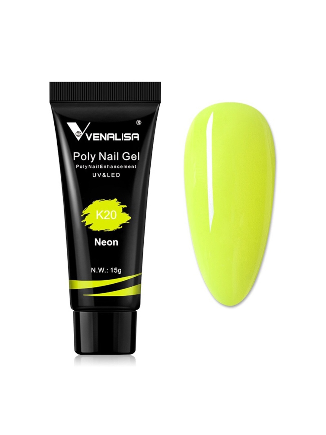 

VENALISA UV-LED Neon Poly Nail Extension Gel 15g - Shade K20, Yellow