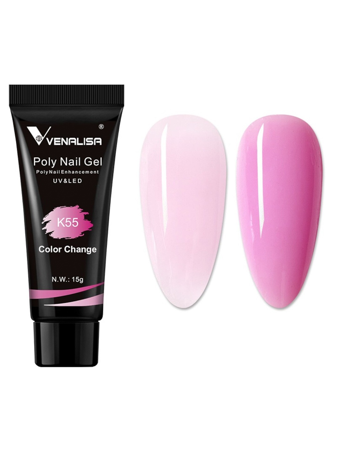 

VENALISA UV-LED Color Change Poly Nail Extension Gel 15g - Shade K55, Pink