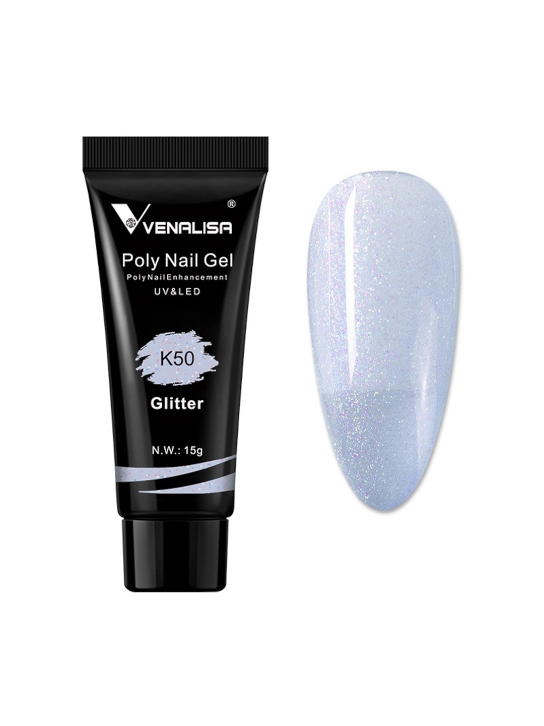 

VENALISA UV-LED Glitter Poly Nail Extension Gel 15g - Shade K50, Blue