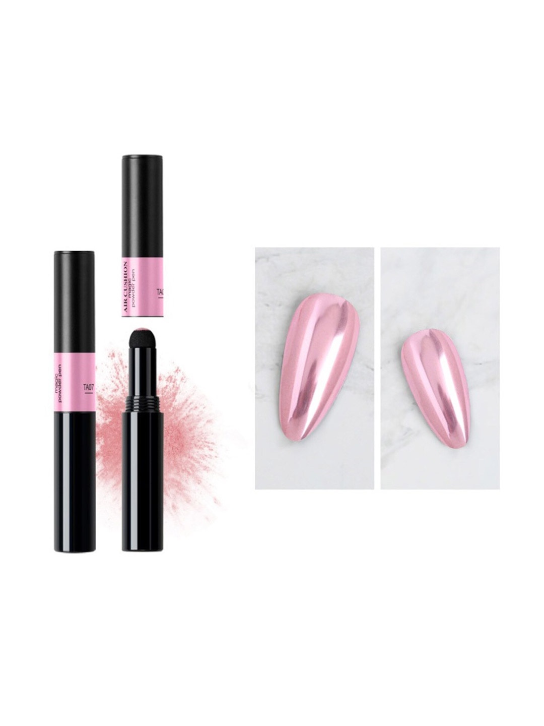 

VENALISA Mirror Effect Holographic Chrome Air Cushion Magic Powder Nail Pen - Shade TA07, Pink