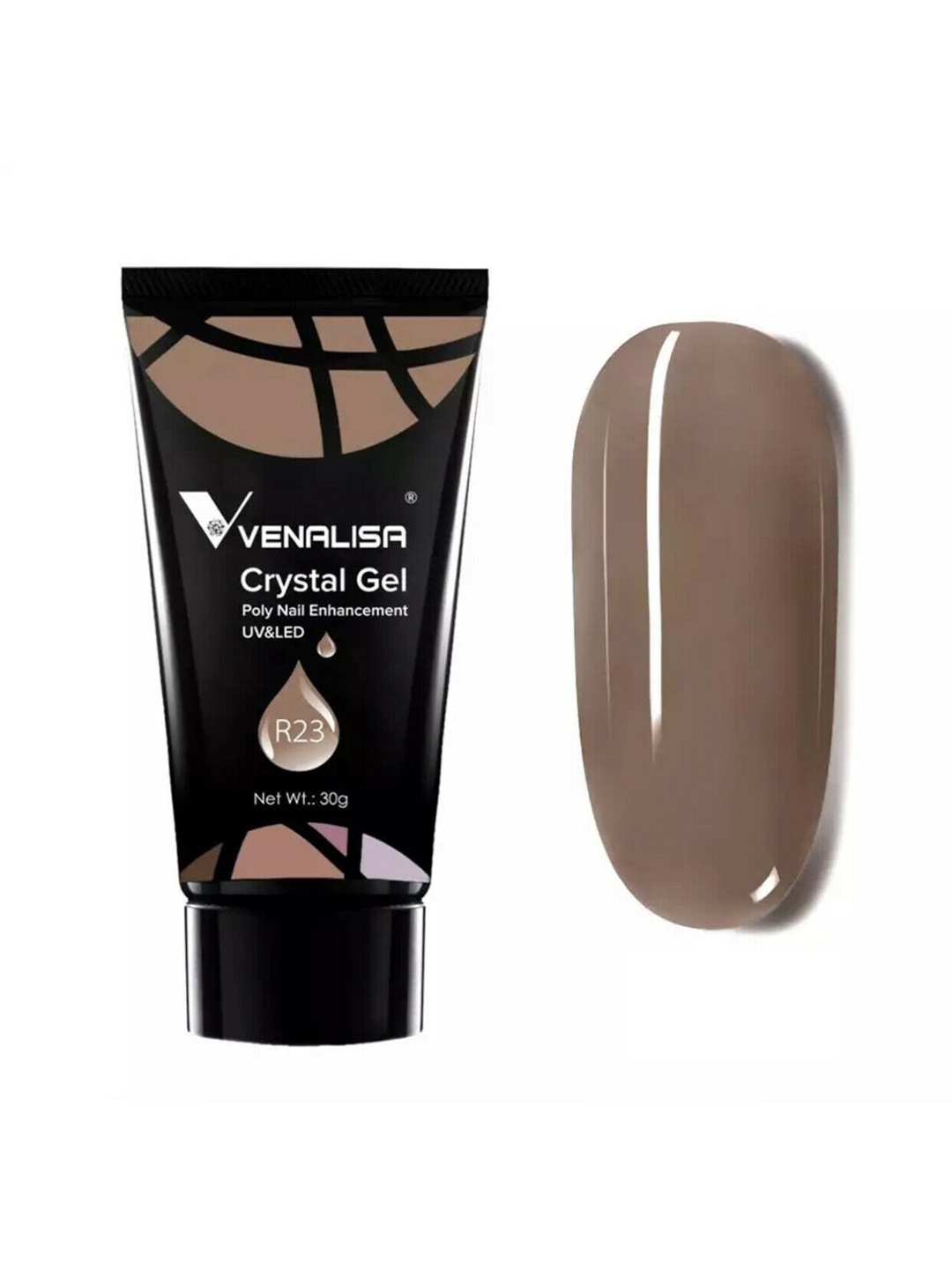 

VENALISA UV & LED Acrylic Poly Crystal Nail Extension Gel Polish 30 g - Shade R23, Brown