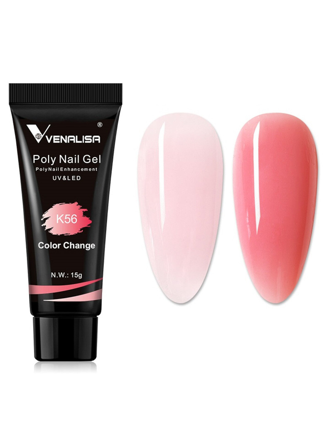 

VENALISA UV & LED Colour Change Acrylic Poly Nail Extension Gel 15 g - Shade K56, Pink