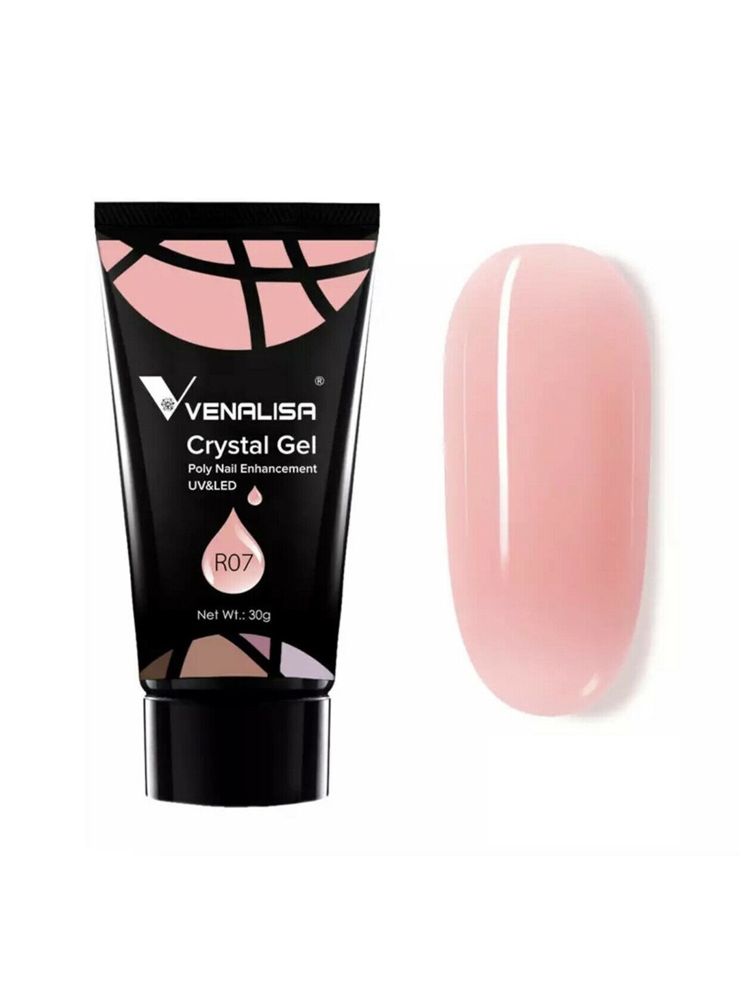 

VENALISA UV & LED Acrylic Poly Crystal Nail Extension Gel Polish 30 g - Shade R07, Pink