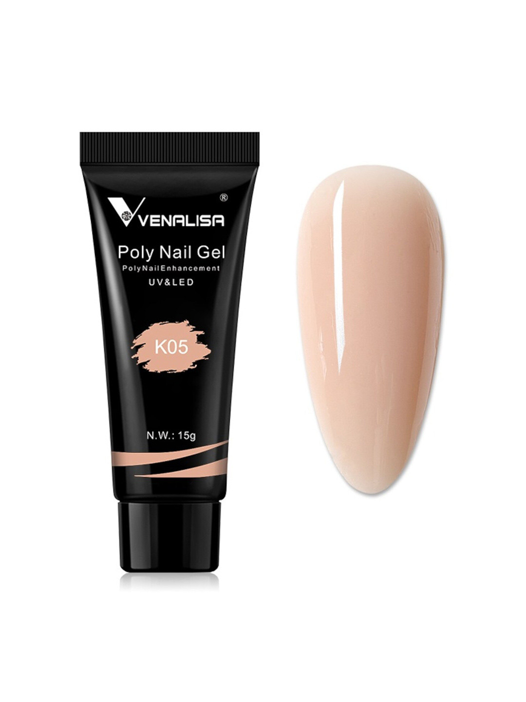 

VENALISA UV & LED Acrylic Poly Nail Extension Gel 15 g - Shade K05, Peach