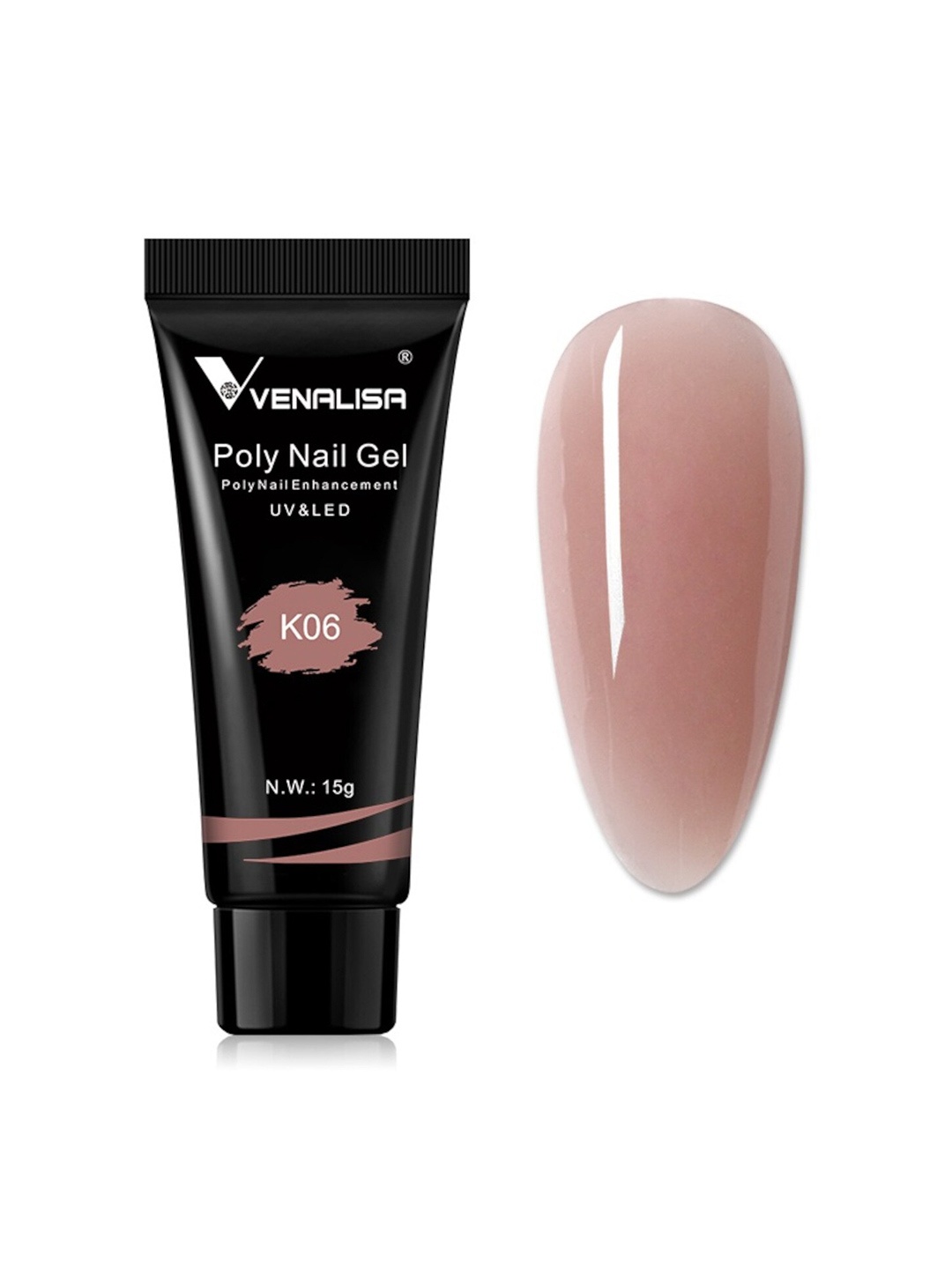 

VENALISA UV & LED Acrylic Poly Nail Extension Gel 15 g - Shade K06, Nude