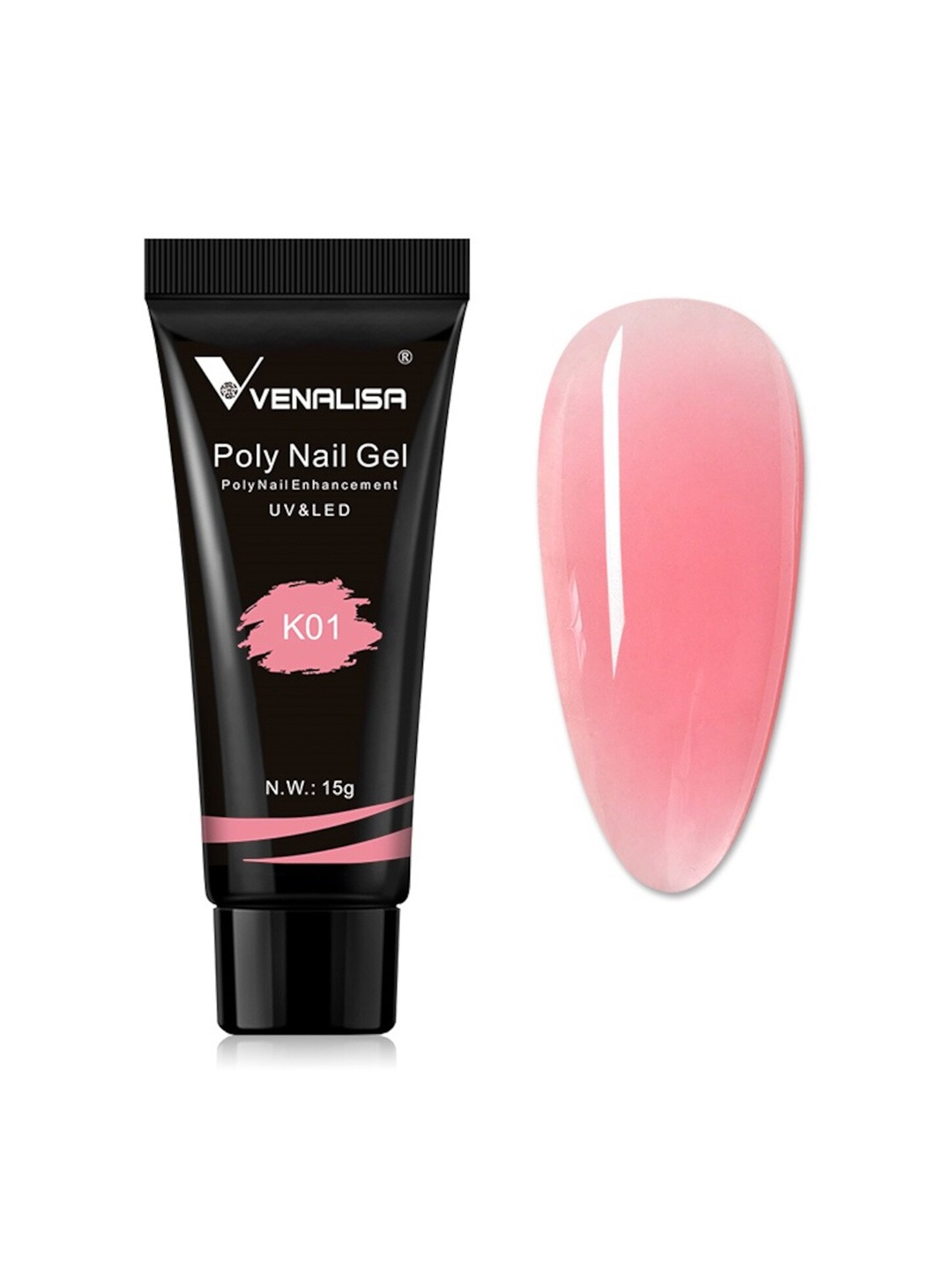 

VENALISA UV & LED Acrylic Poly Nail Extension Gel 15 g - Shade K01, Pink