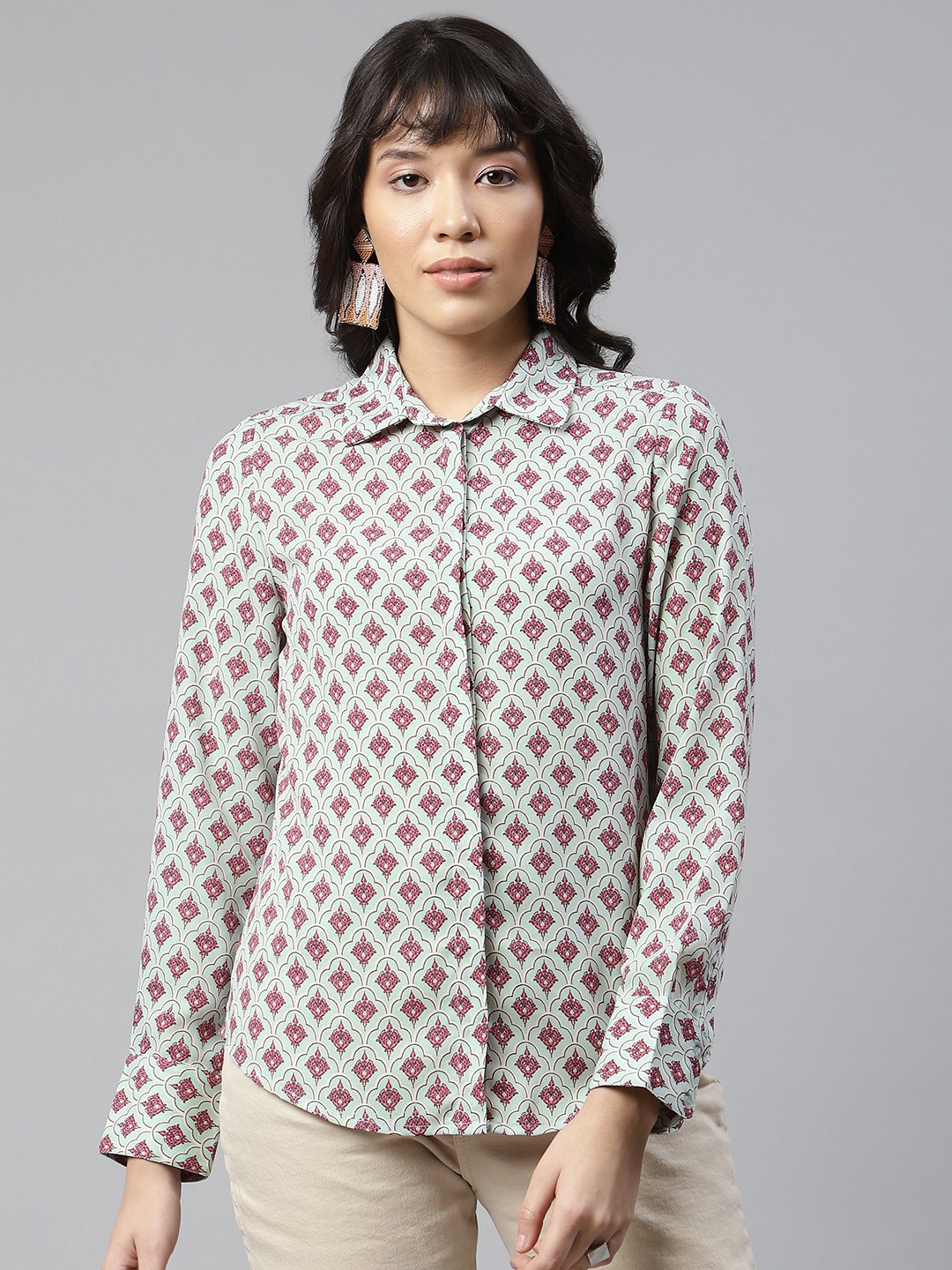 

Marks & Spencer Women Green Floral Printed Casual Shirt