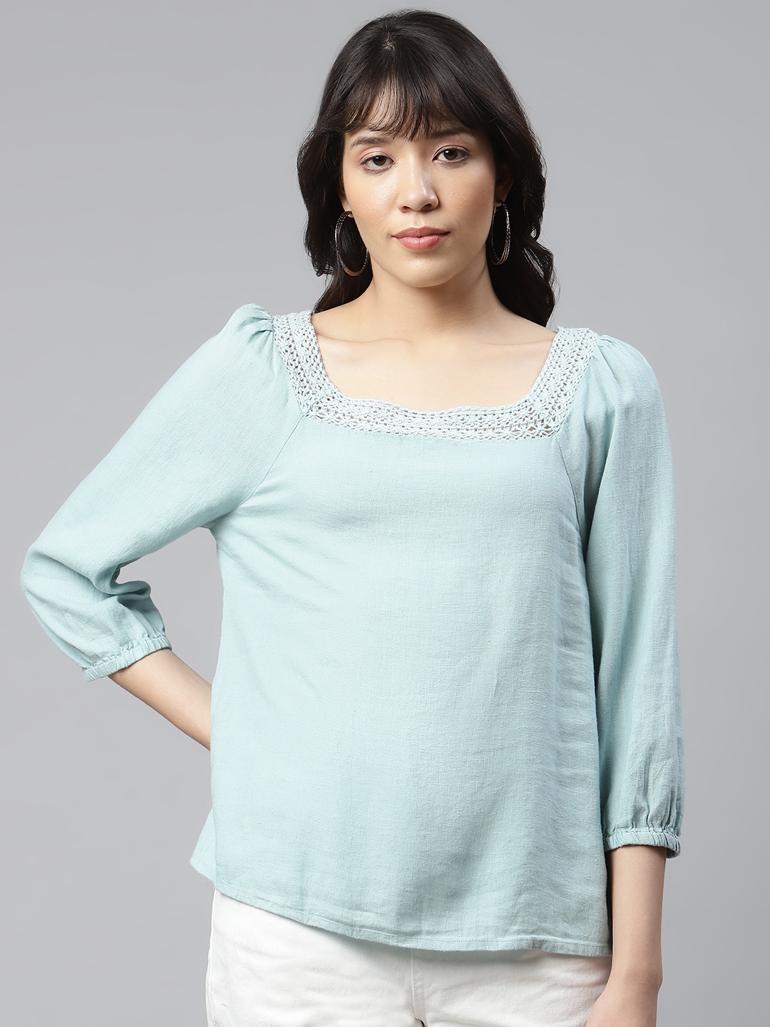 

Marks & Spencer Sea Green Square Neck Top