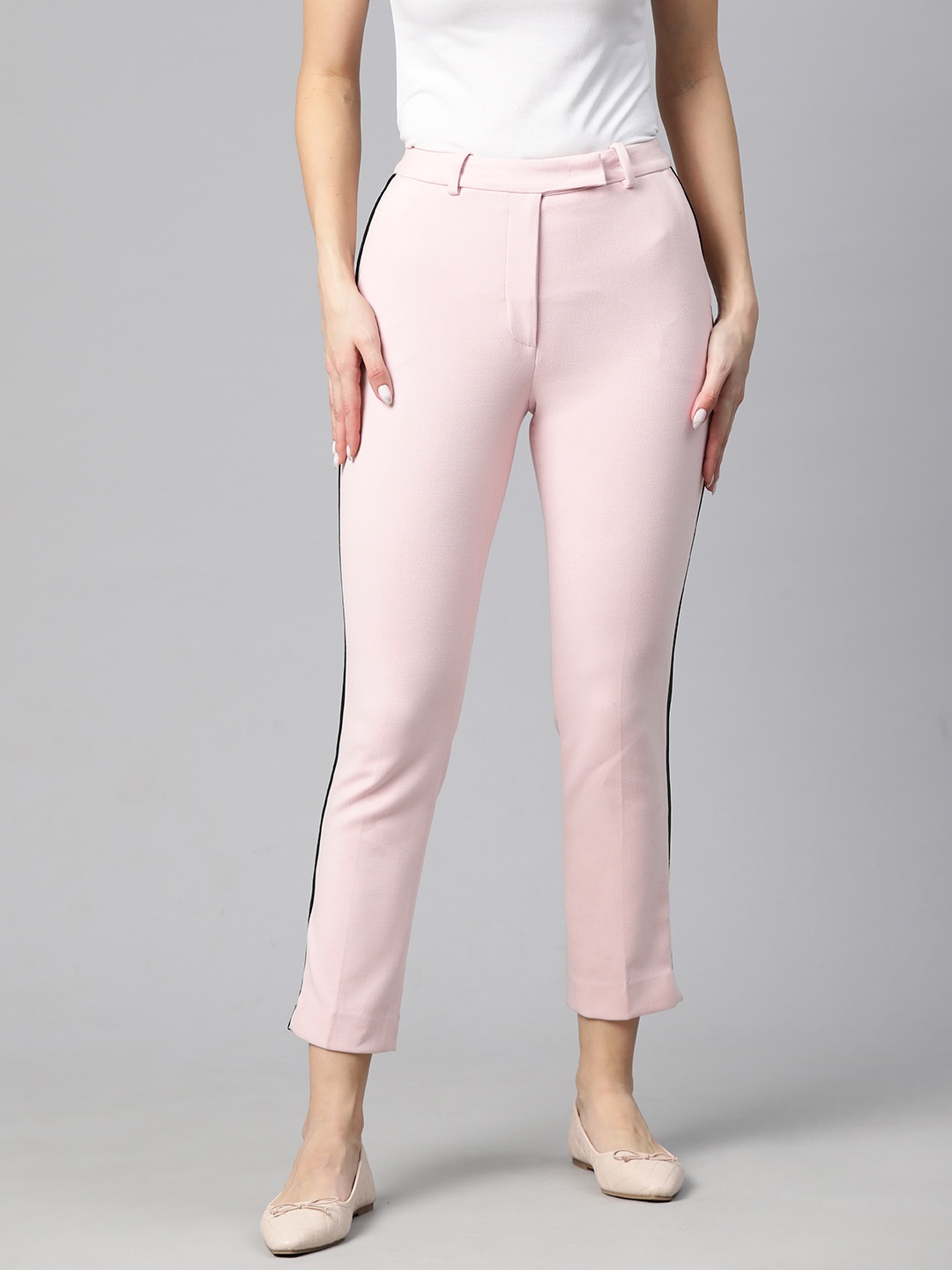 

Marks & Spencer Women Side Striped Casual Trousers, Pink