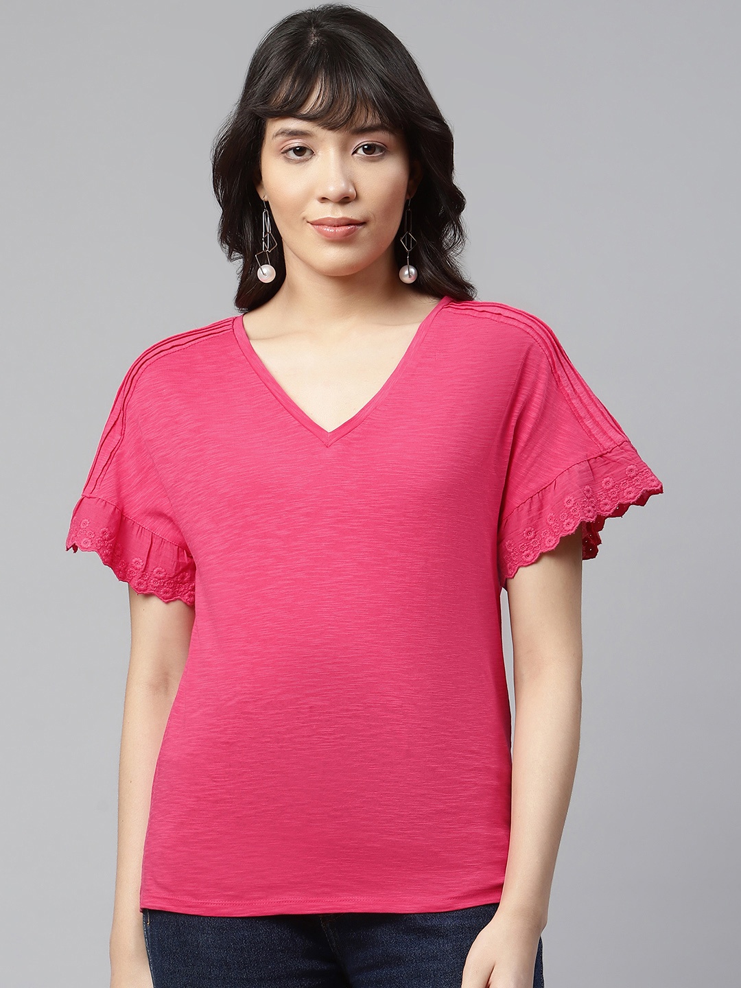 

Marks & Spencer Pink Pure Cotton Extended Sleeves Top
