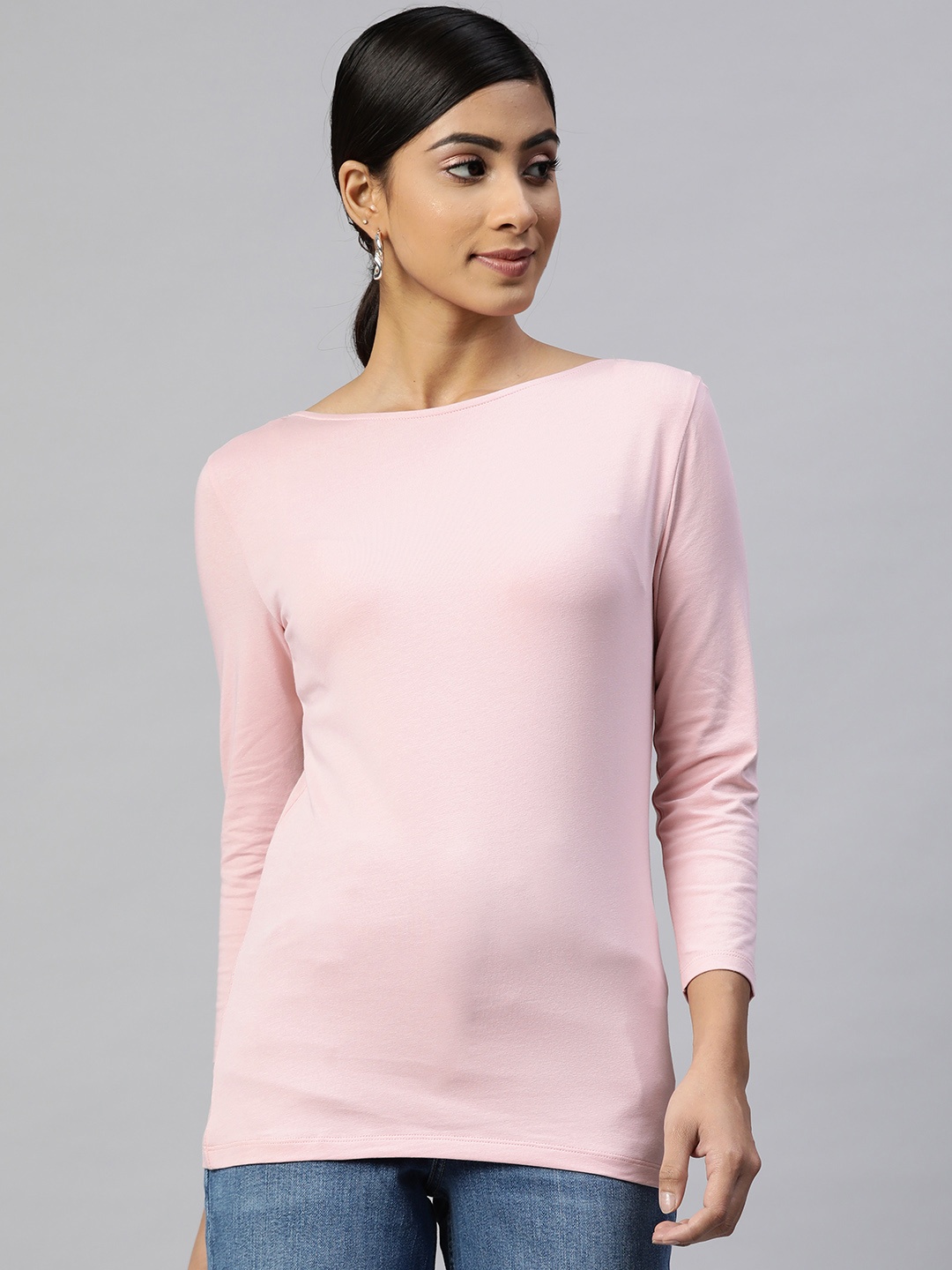 

Marks & Spencer Women Pink Solid Fitted T-shirt