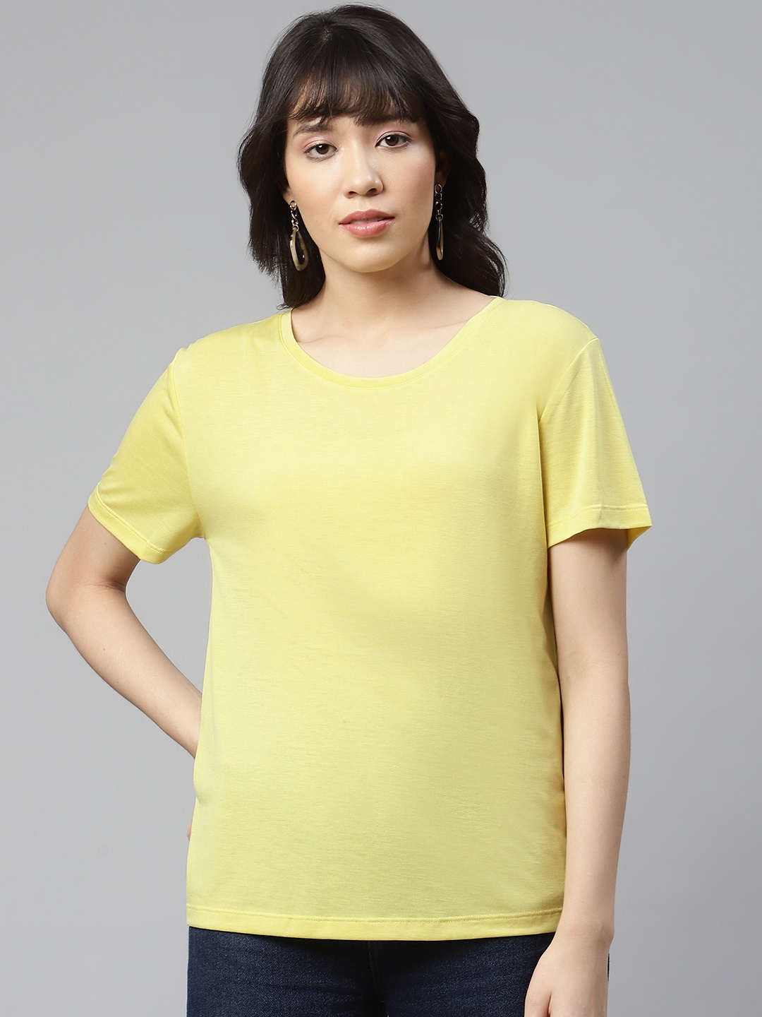 

Marks & Spencer Women Lime Green Solid T-shirt