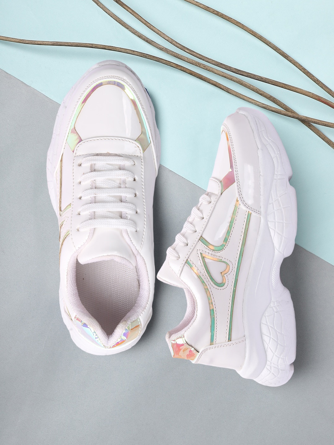 

FASHIMO Women White Colourblocked Sneakers