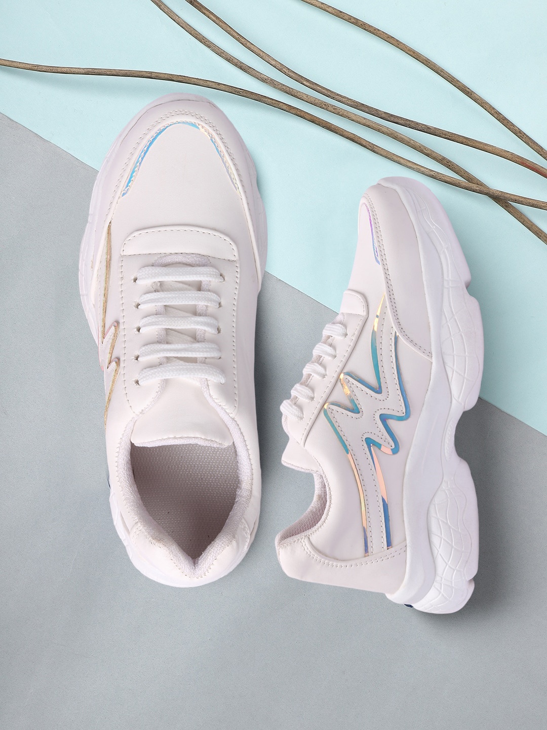 

FASHIMO Women White Colourblocked Sneakers