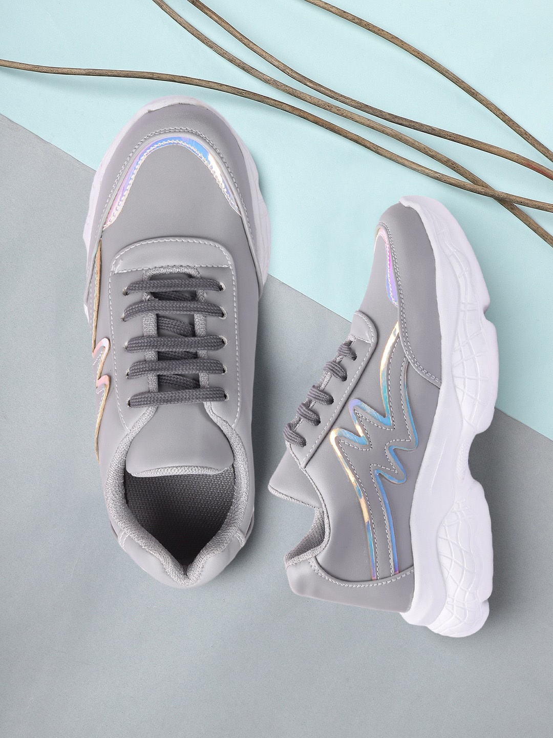 

FASHIMO Women Grey Colourblocked Sneakers