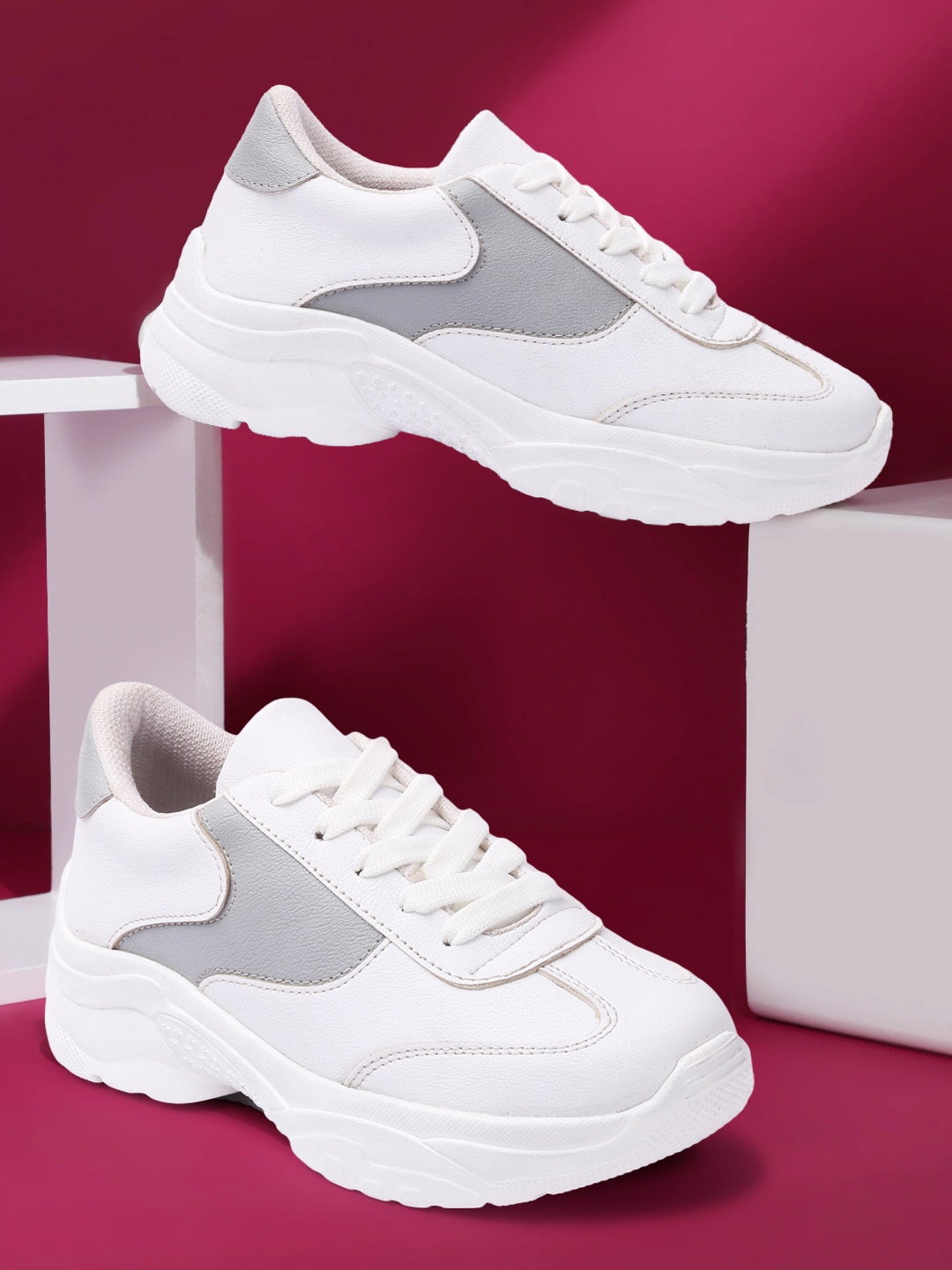 

FASHIMO Women White Colourblocked Sneakers