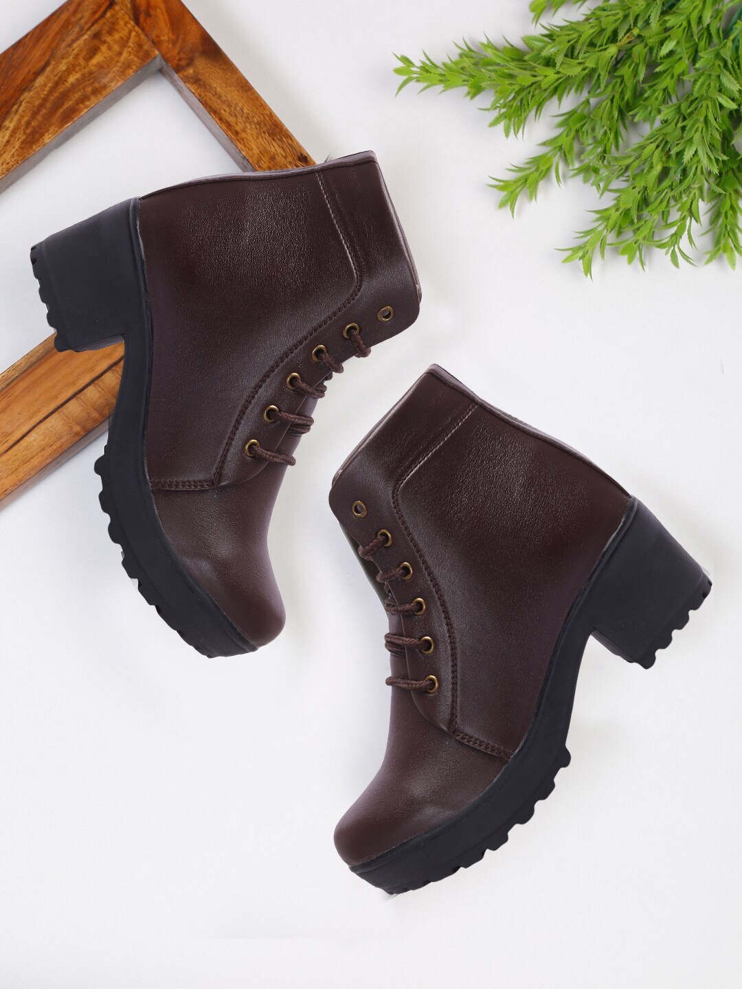 

FASHIMO Women Brown Solid Mid Top Regular Boots