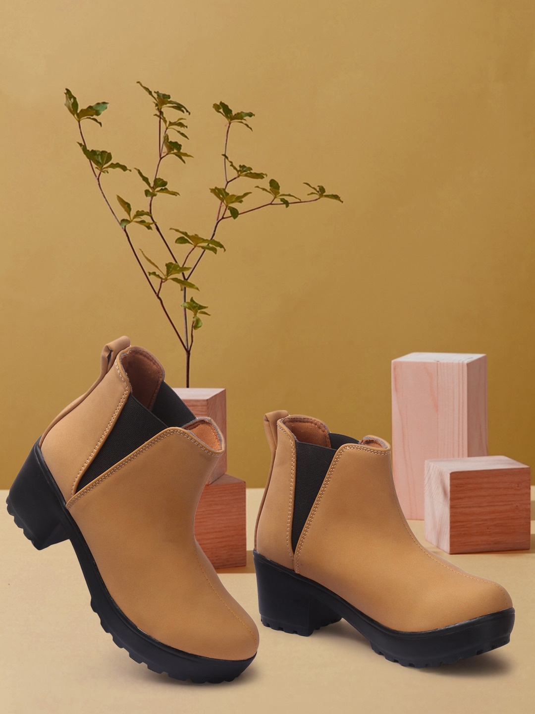 

FASHIMO Women Tan Brown Solid Mid-Top Boots