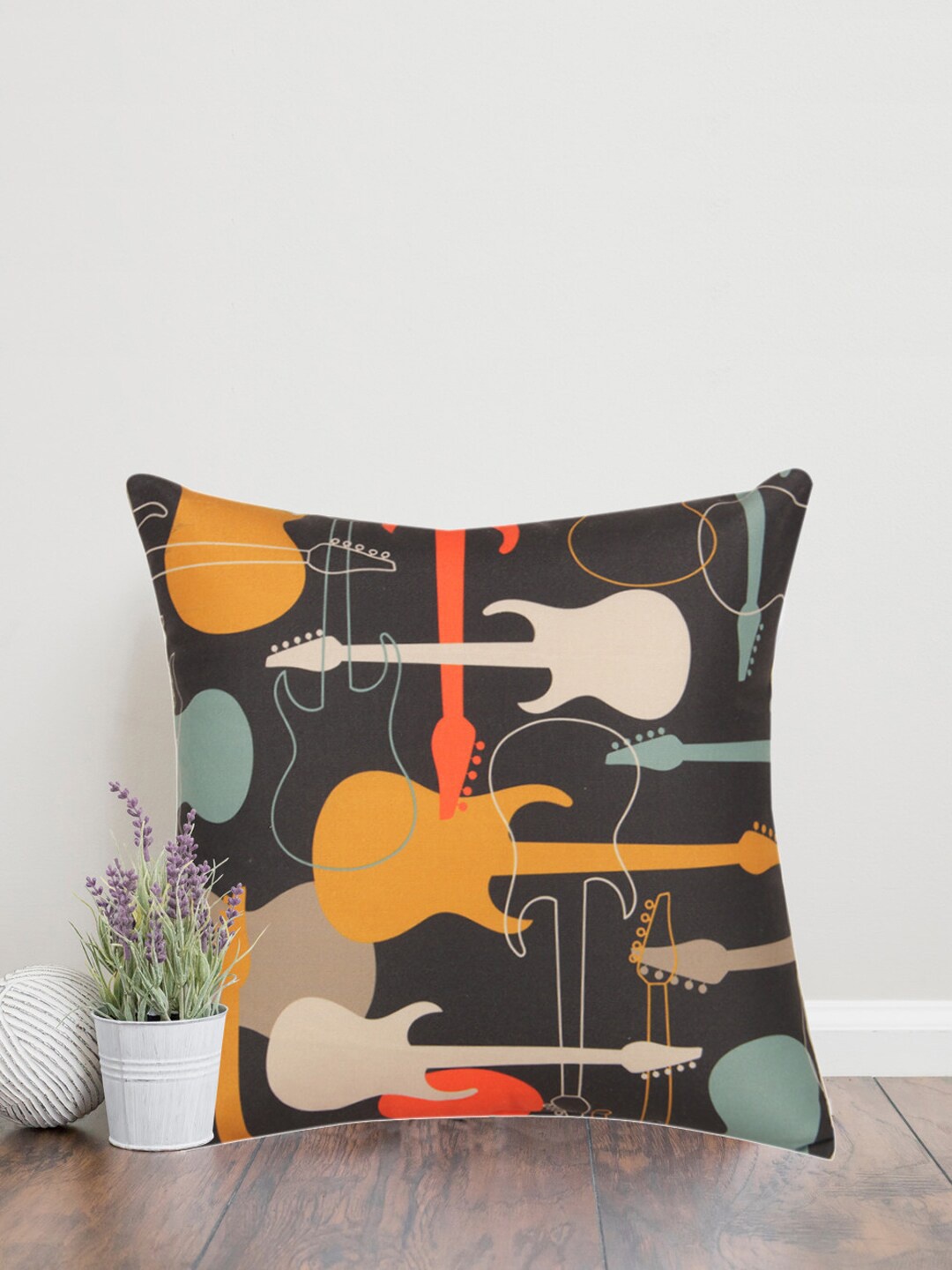 

Sivya Black & Yellow Abstract Square Cushion Covers