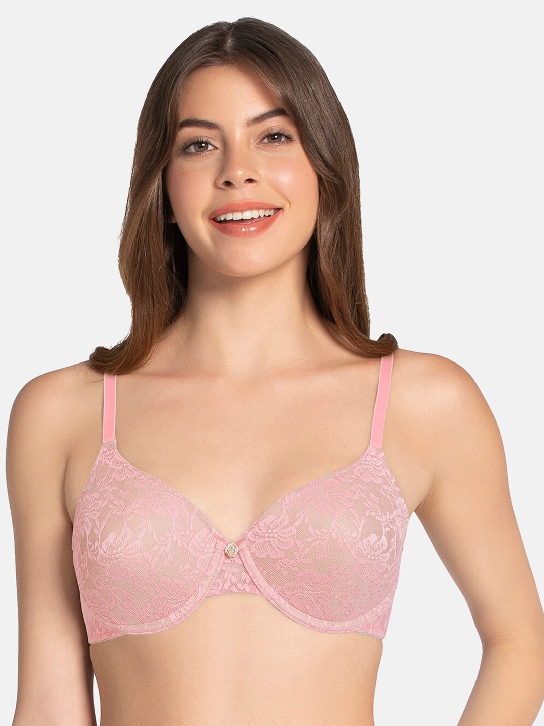 

Amante Padded Wired Lace Dream Bra - BRA82701, Pink