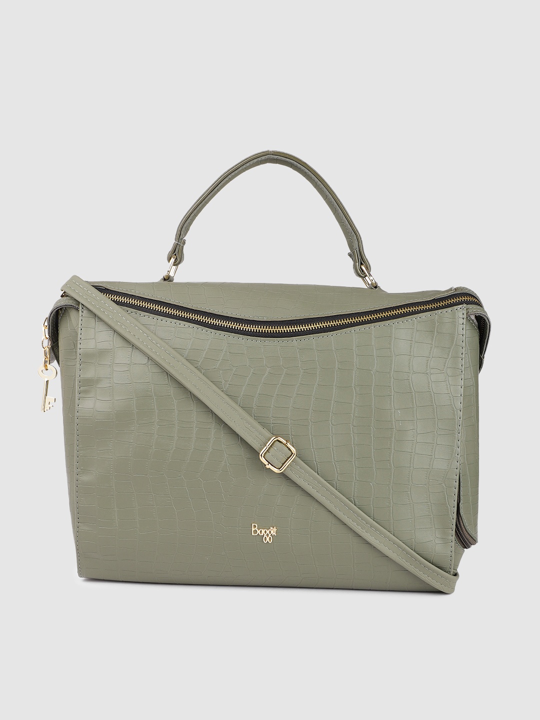 

Baggit Women Green Textured Structured Handheld Bag