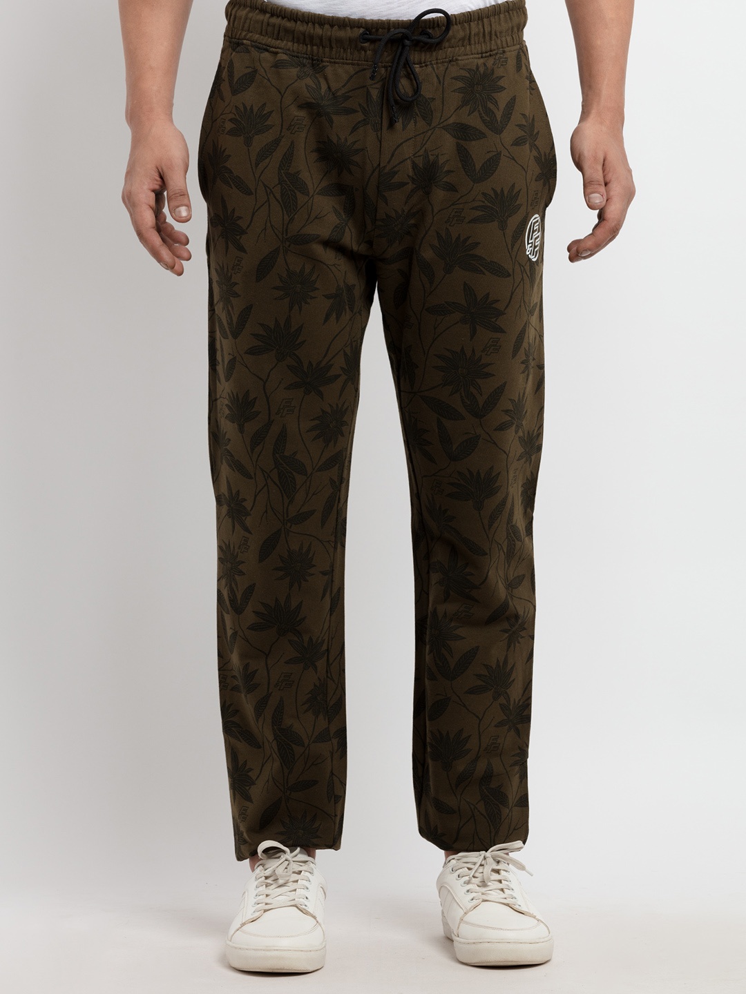 

Status Quo Men Olive Green Printed Regular Fit Joggers