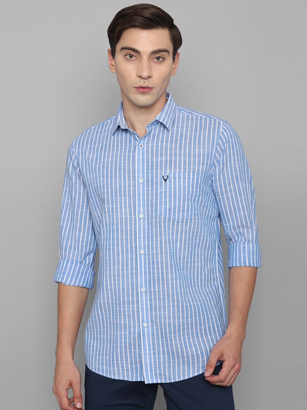 

Allen Solly Men Blue Slim Fit Striped Casual Shirt