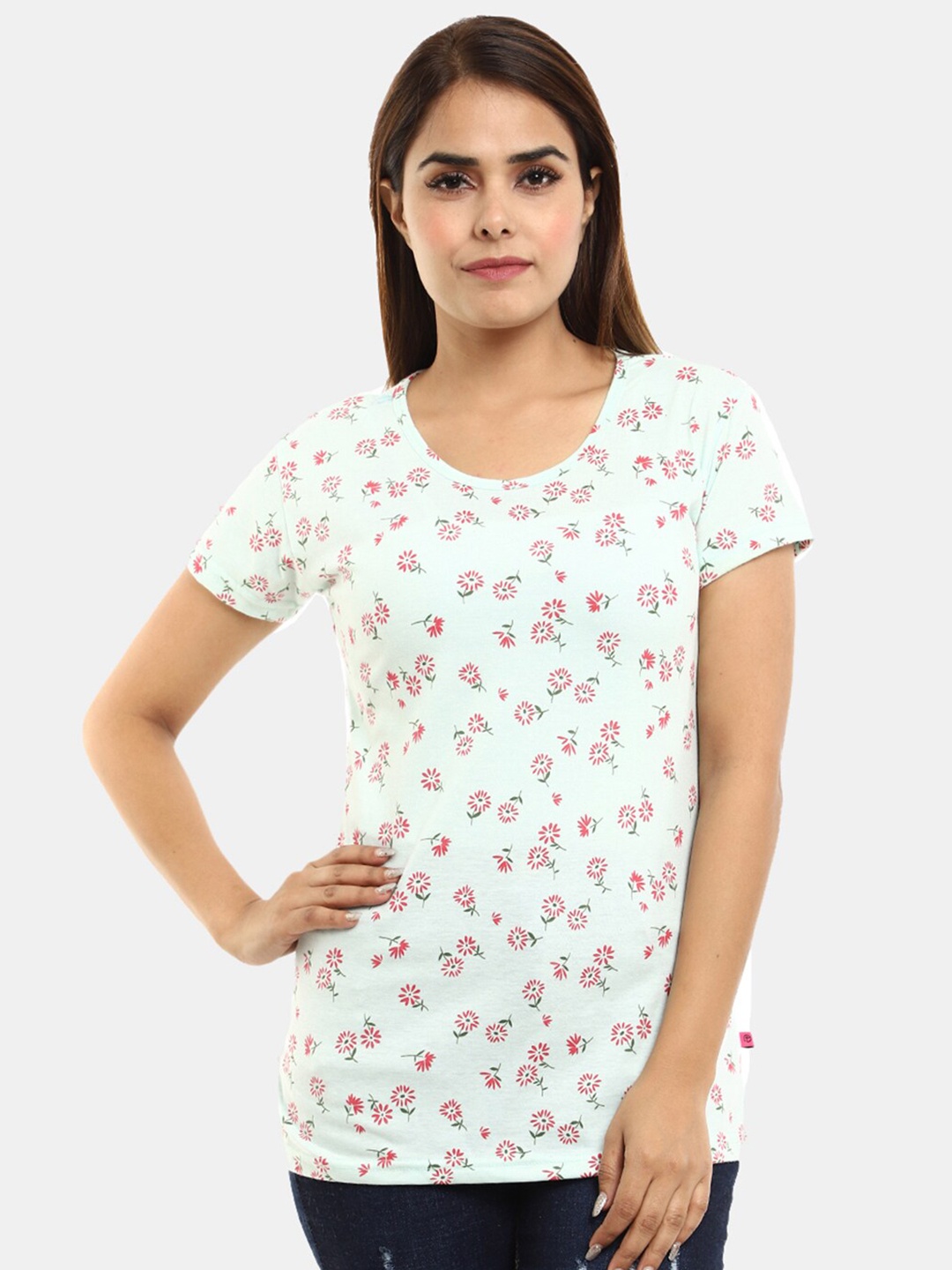 

V-Mart Women Sea Green Printed T-shirt