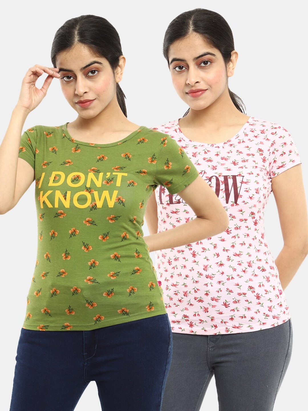 

V-Mart Women Pink 2 Printed T-shirt