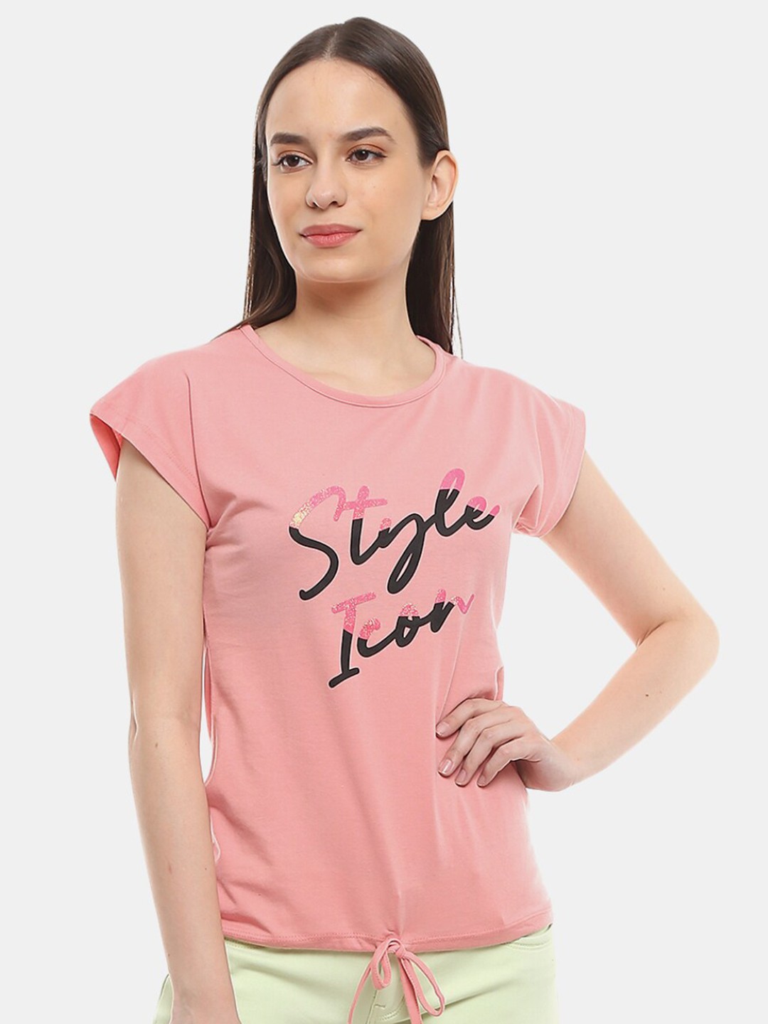 

V-Mart Women Pink Typography Printed T-shirt
