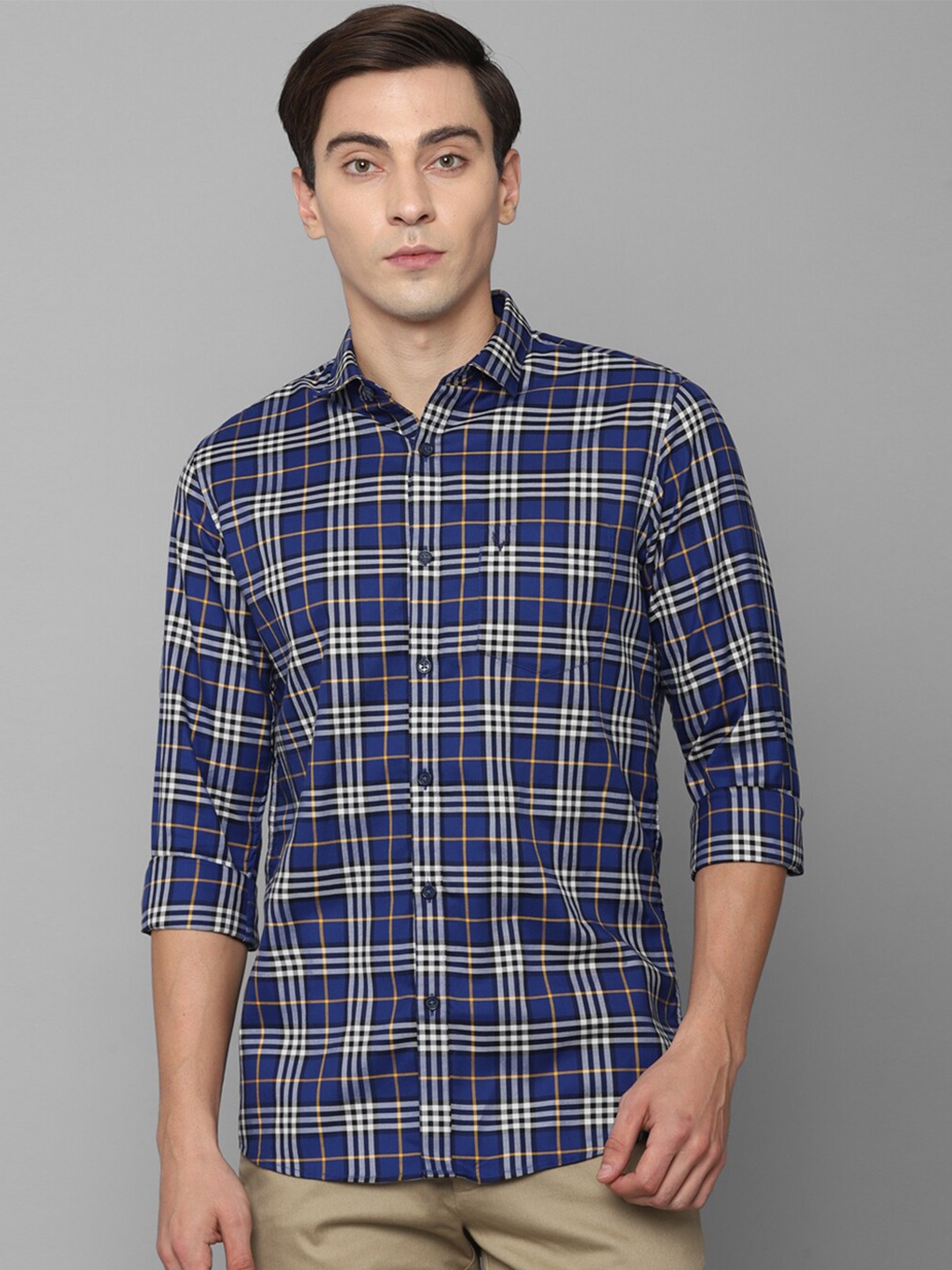 

Allen Solly Men Blue Slim Fit Tartan Checks Checked Casual Shirt