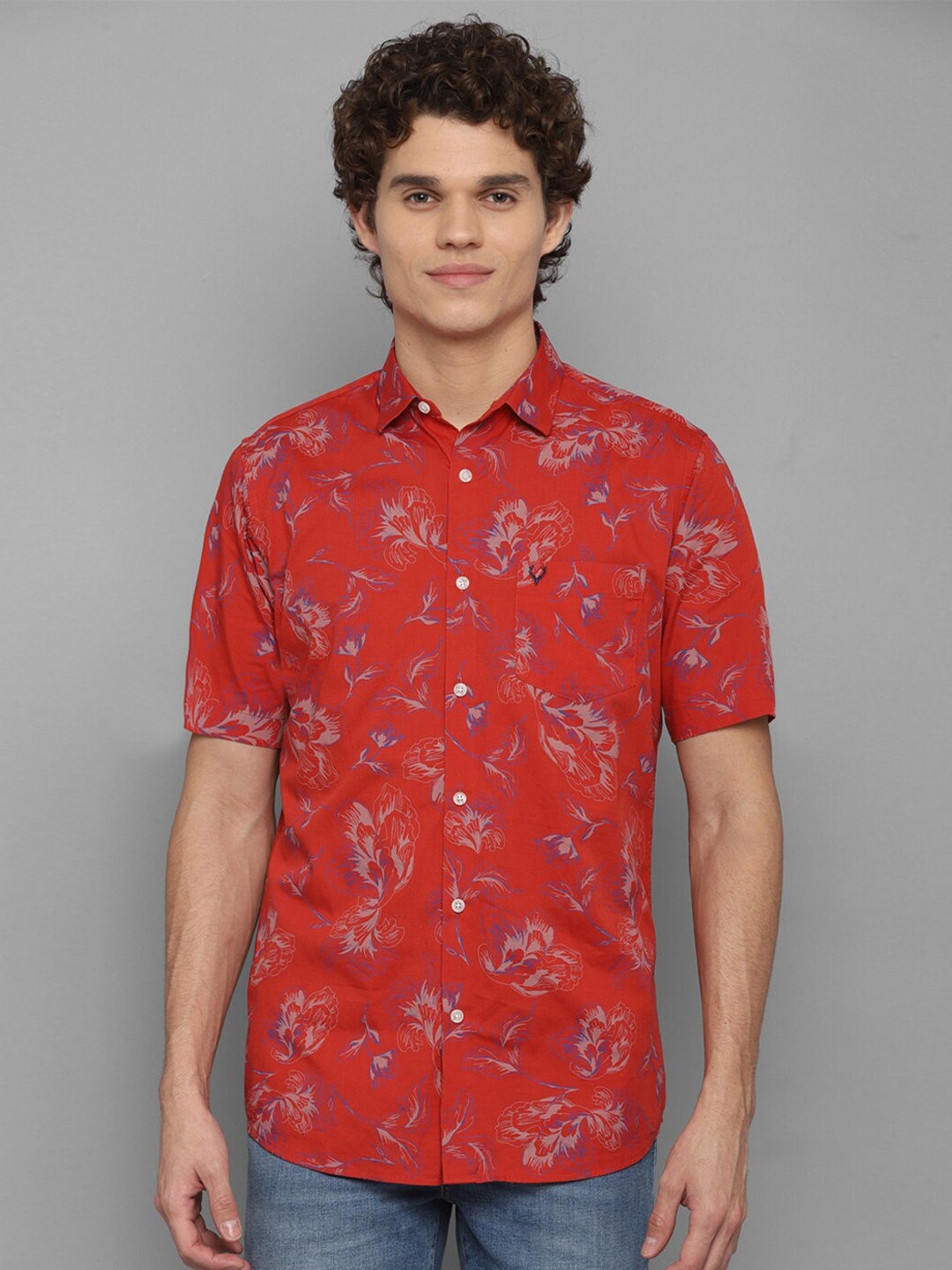 

Allen Solly Men Red Slim Fit Floral Printed Casual Shirt