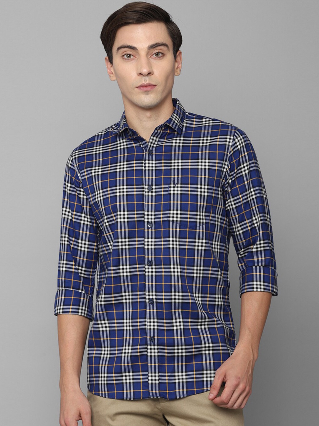 

Allen Solly Men Blue Slim Fit Tartan Checks Checked Casual Shirt