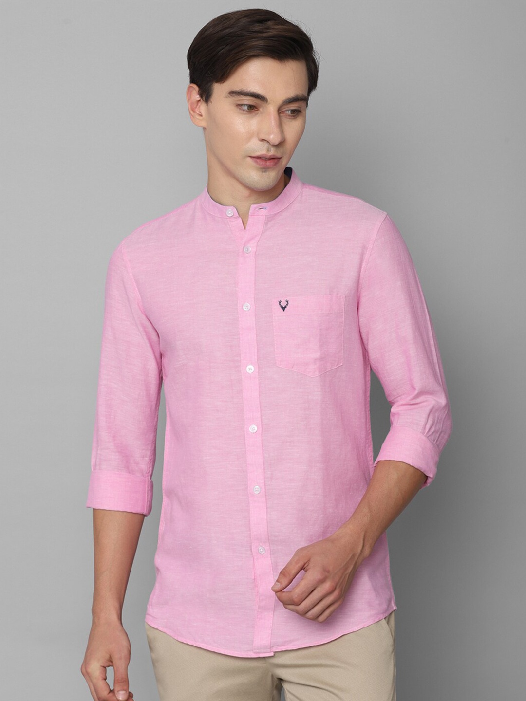 

Allen Solly Men Pink Slim Fit Cotton Linen Casual Shirt