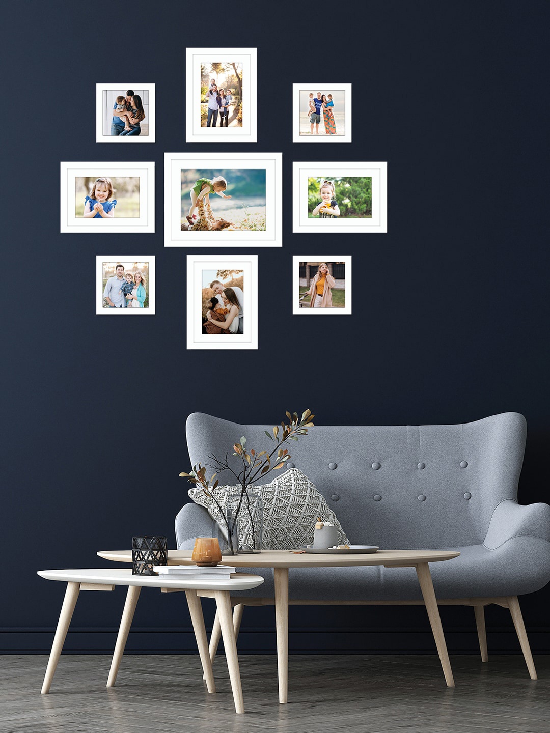 

RANDOM Set of 9 White Solid Wood Photo Frames