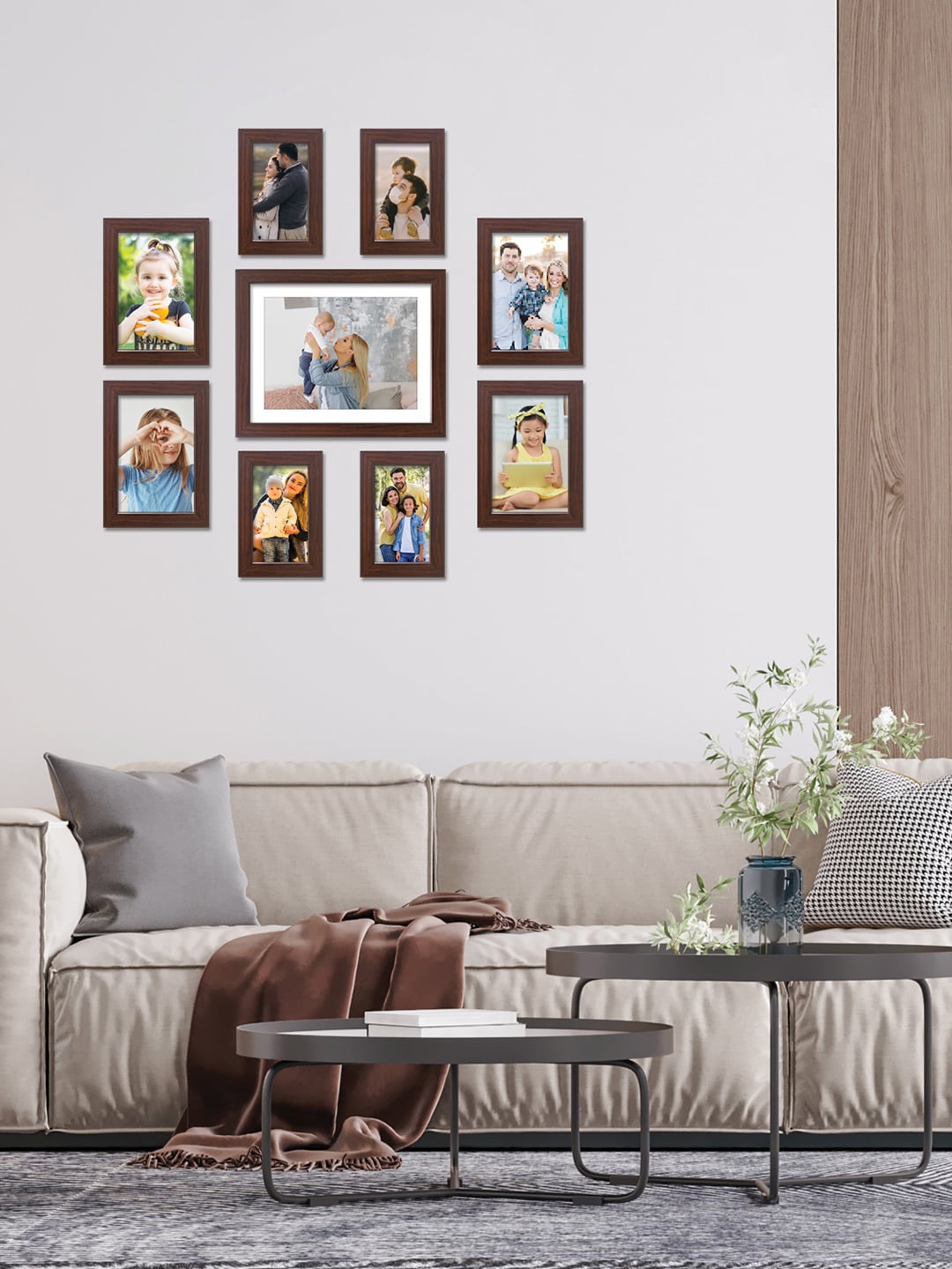 

RANDOM Set Of 9 Brown Wall Photo Frames