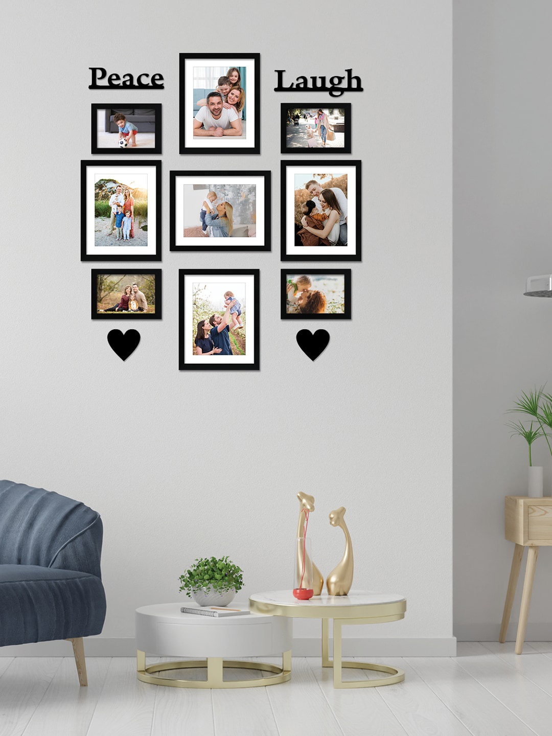 

RANDOM Set of 9 Black Solid Individual Photo frames