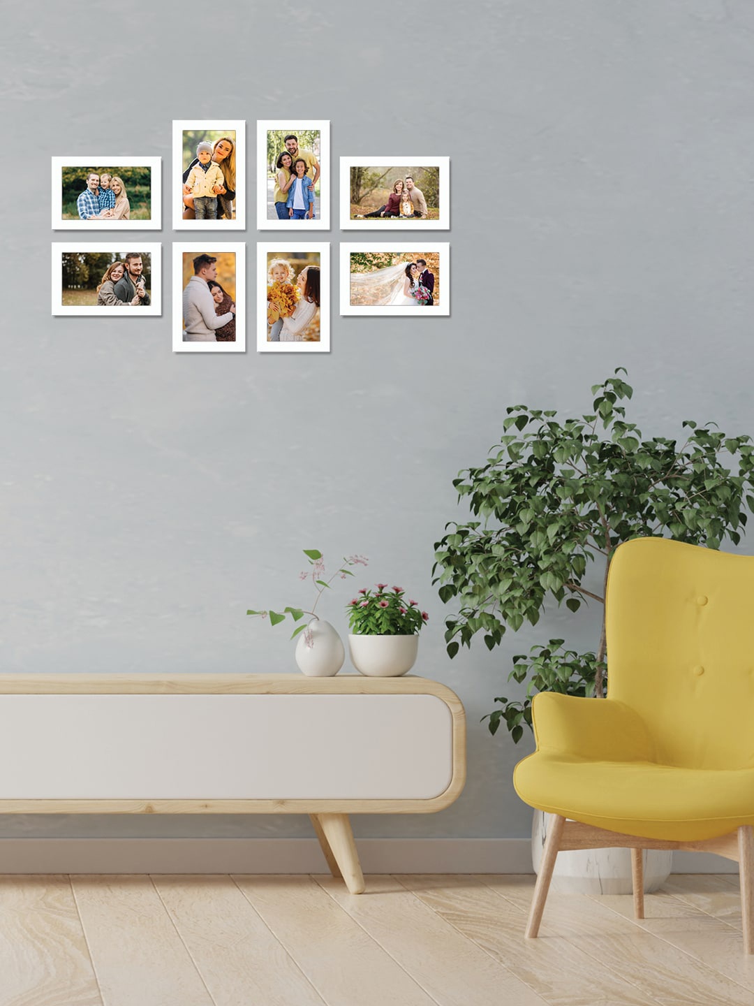 

RANDOM Set Of 8 White Solid Wall Photo Frames