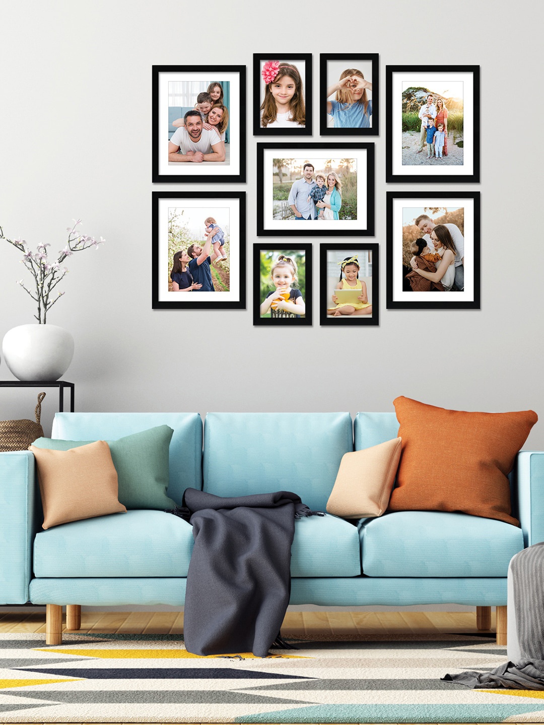 

RANDOM Set Of 9 Black Solid Wall Photo Frames