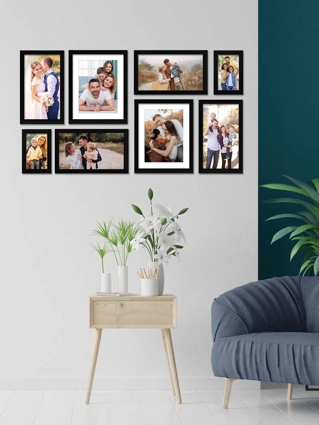 

RANDOM Set Of 8 Black Solid Synthetic Collage Photo Frames