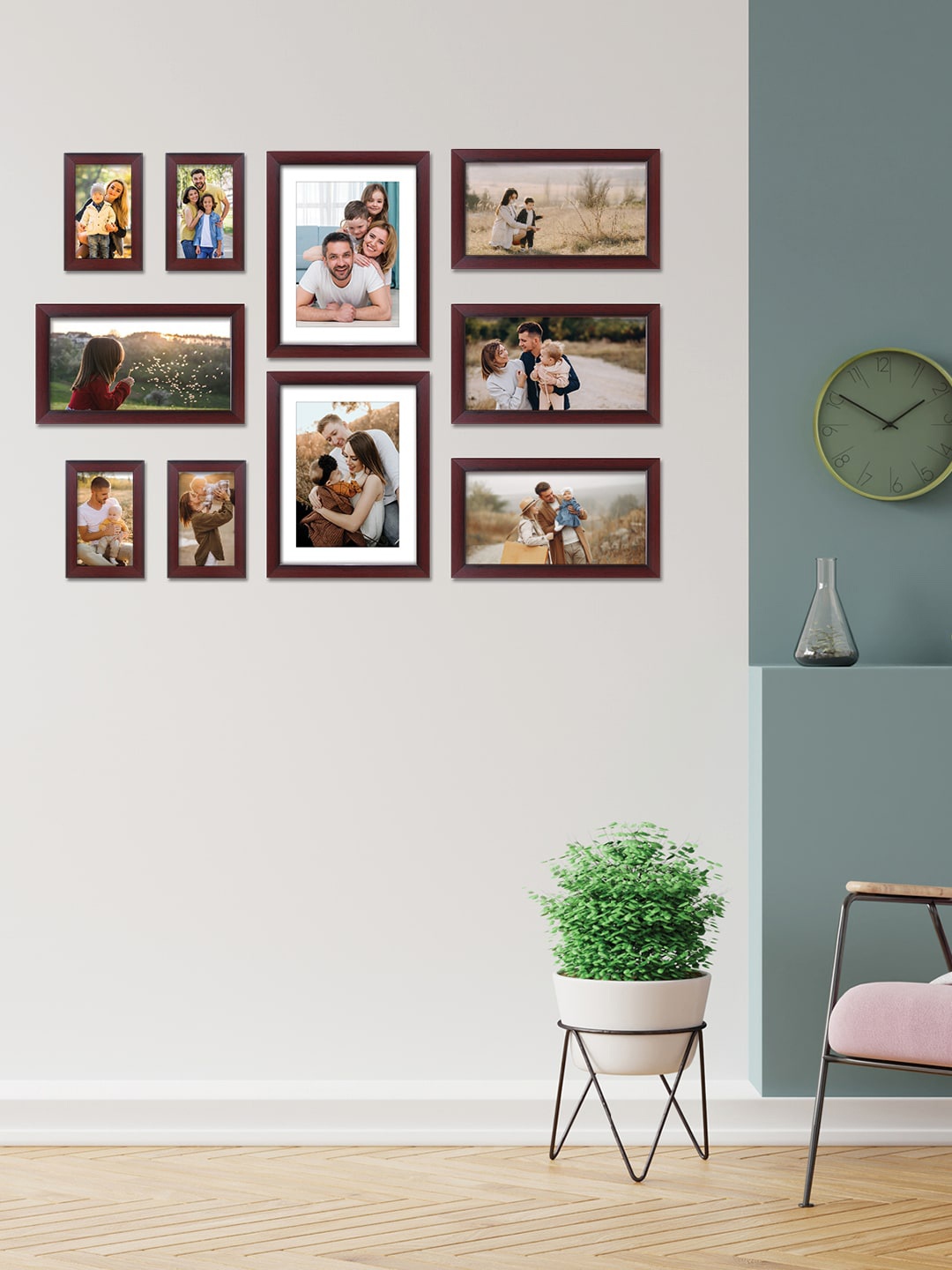 

RANDOM Set of 10 Brown Individual Photo Frames