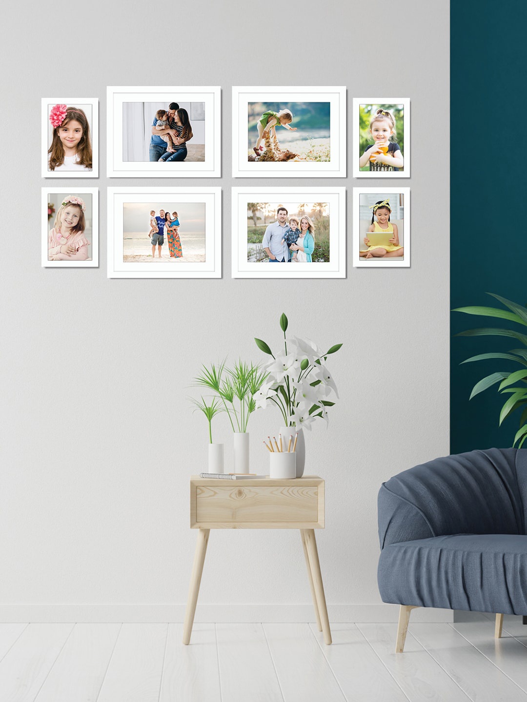 

RANDOM White Set of 8 Photo Frames