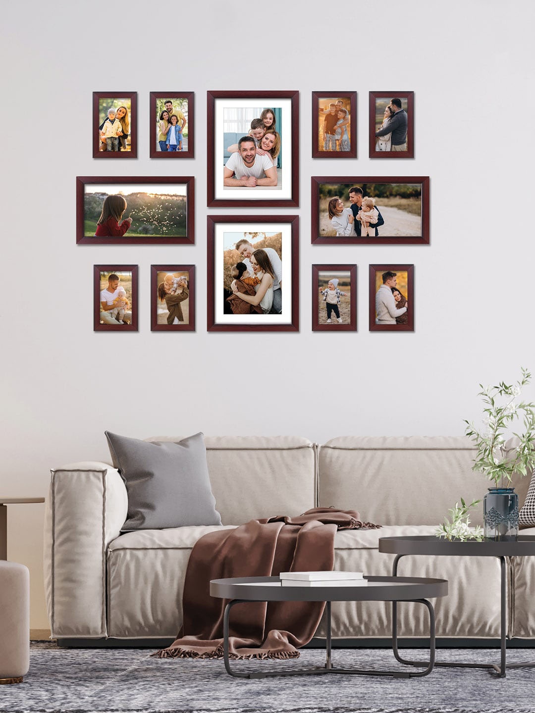 

RANDOM Set of 12 Individual Photo Frames, Brown