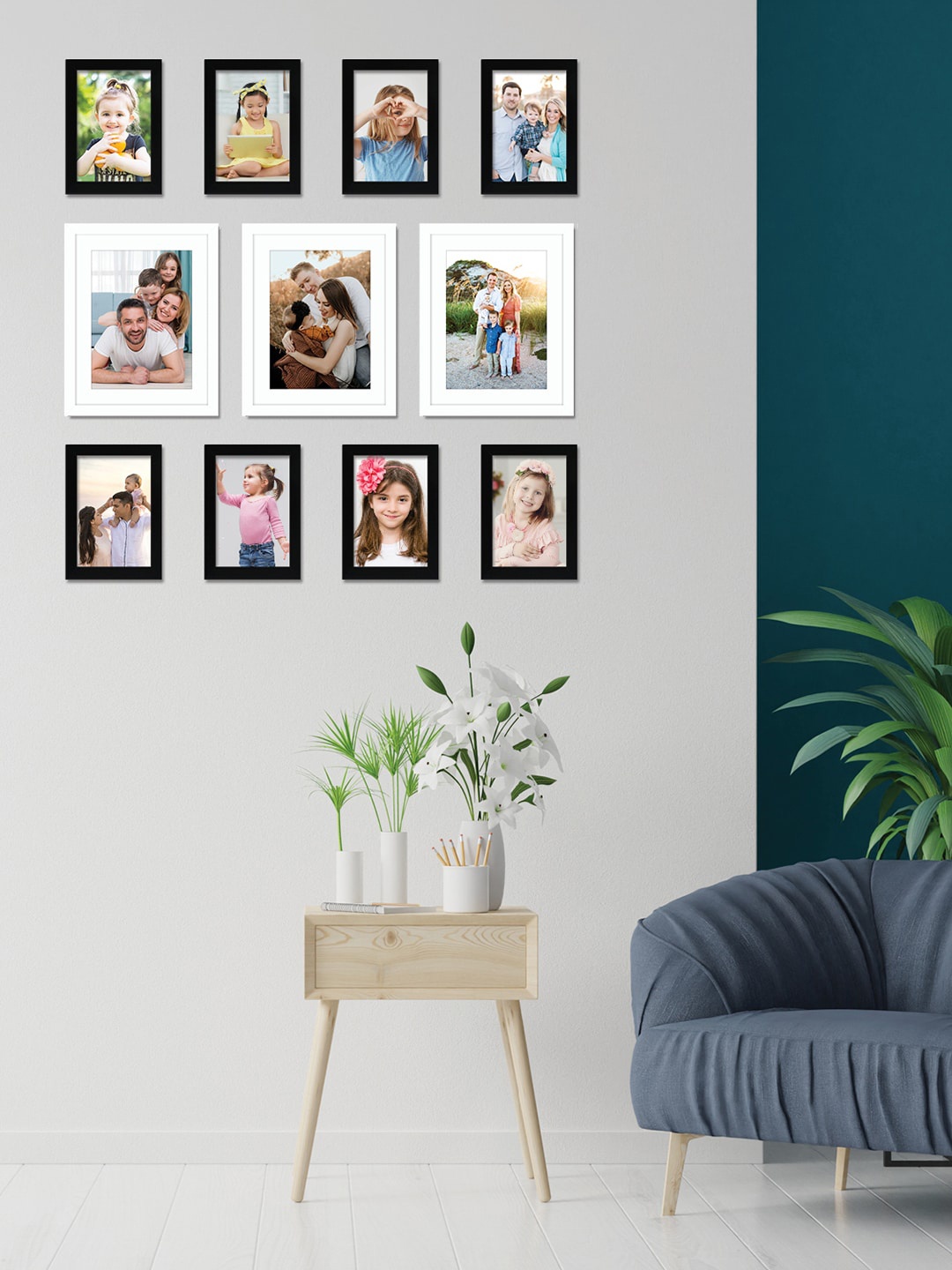 

RANDOM Set of 11 Individual Photo Frames, Black
